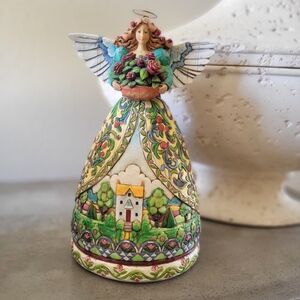 Heartwood Creek Jim Shore Blue and Green Art Angel Sculpture